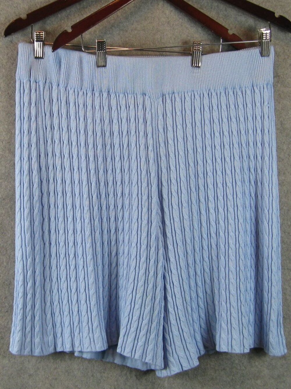 Misook Cable Knit Shorts XL Blue